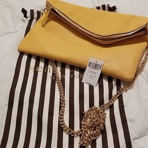Henri Bendel yellow snake clutch